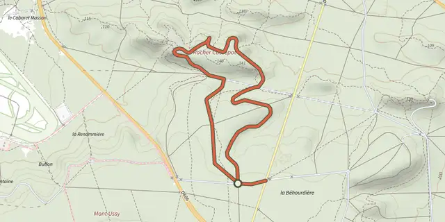 The Sentier du Rocher Cassepot track on the IGN map