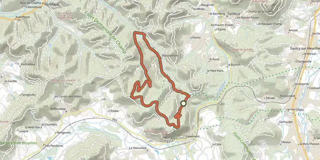 Tracé de Circuit de Marmonfosse sur la carte OpenTopoMap