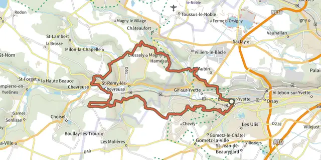 The Méridon Chevreuse track on the IGN map