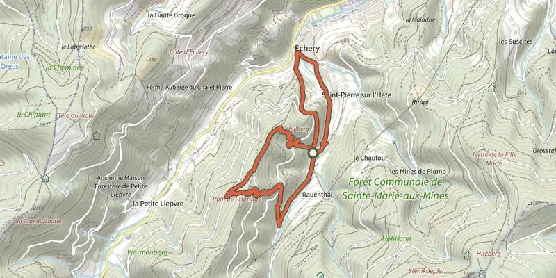 Map of the Sentier de découverte et d'interprétation - Complet track on the IGN map, with the start and numbered waypoints