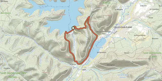 Tracé de Circuit des 2 lacs sur le Plan IGN