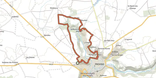 The Aux portes de Provins track on the IGN map