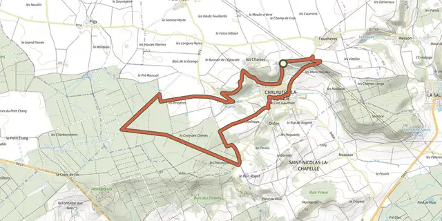 The Entre Morvois et brie champenoise track on the IGN map