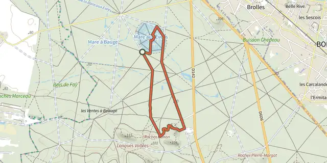 The La Mare aux Évées track on the IGN map