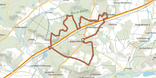 The Grande boucle du Pays de Limours - Boucle d'Angervilliers track on the IGN map
