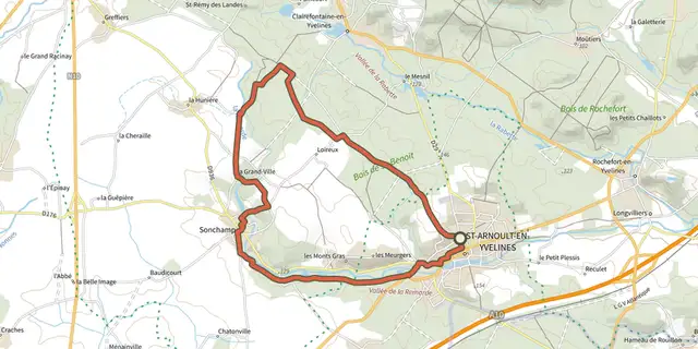 Tracé de Circuit de Sonchamp sur le Plan IGN