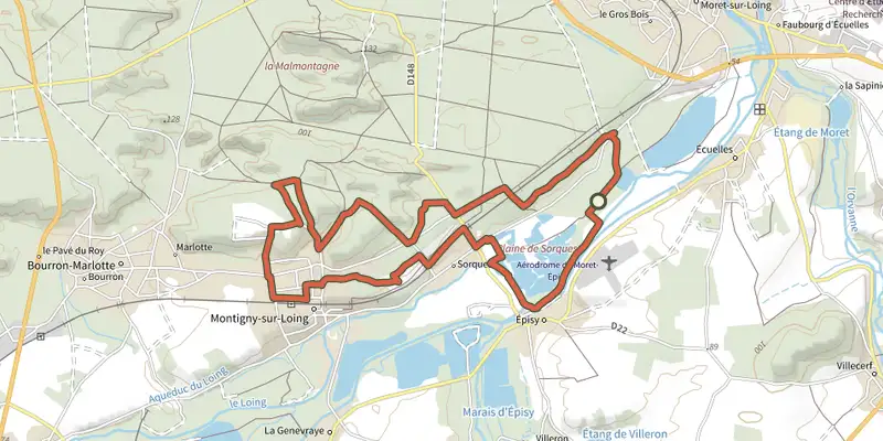 Map of the De Kosciusko à Croc Marin track on the IGN map, with the start and numbered waypoints