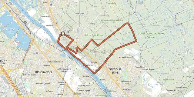 The Entre Seine et Sénart track on the IGN map