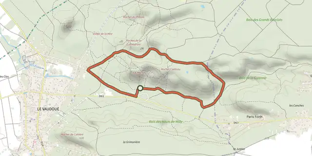 The Promenade du Rocher Cailleau track on the IGN map
