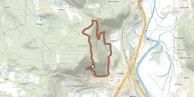 The Sentier "Montiroche" track on the IGN map