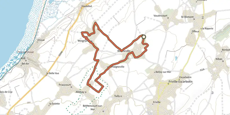Carte du tracé de Le Camp du Roi sur le Plan IGN, départ et points de passage numérotés
