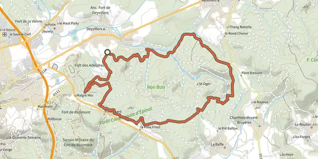 Tracé de Circuit des Grands Bois sur le Plan IGN