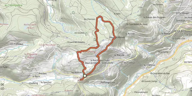 The Circuit panoramique du Rondfaing track on the IGN map