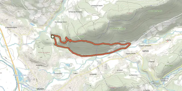 Tracé de Circuit des Balcons de la Hazelle par le chemin des Savoyards sur le Plan IGN