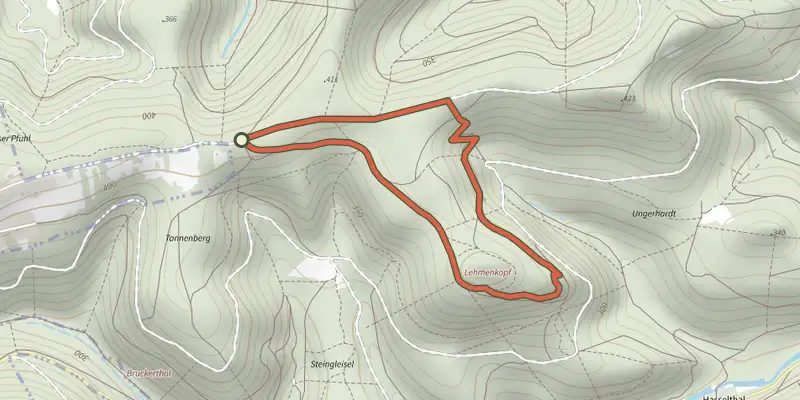 Map of the Parcours circulaire du Pilgerfelsen track on the IGN map, with the start and numbered waypoints