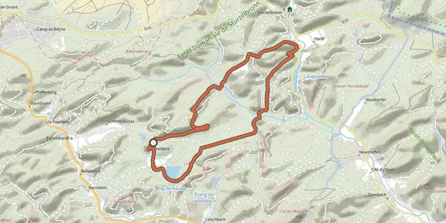 The Grand circuit de l'étang de Hanau track on the IGN map