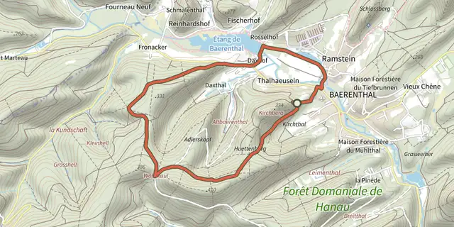 The Blue ring track on the OpenTopoMap map