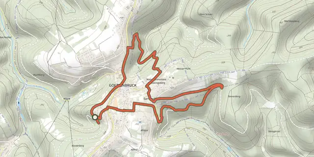 Tracé de Circuit des fontaines et lavoirs autour de Goetzenbruck sur le Plan IGN