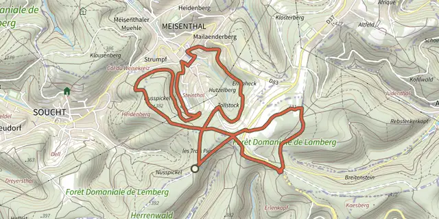 The Parcours permanent du Mondfänger - 10 km track on the OpenTopoMap map