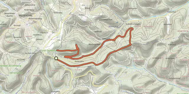 The Parcours permanent du Mondfänger - 20 km track on the OpenTopoMap map