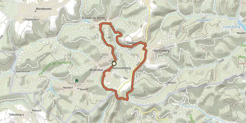 Map of the Sur les traces des Verriers et des Sabotiers - circuit 2 track on the IGN map, with the start and numbered waypoints