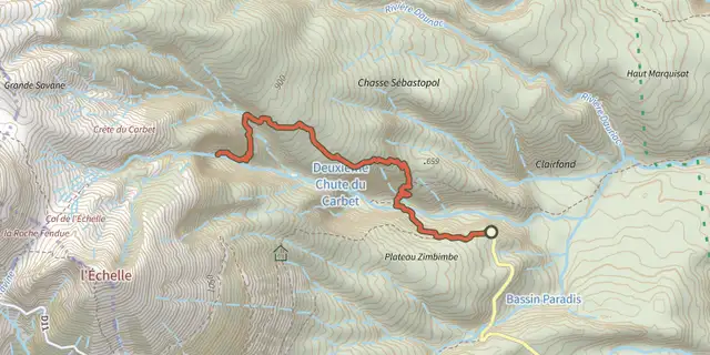 Tracé de Première Chute du Carbet sur le Plan IGN