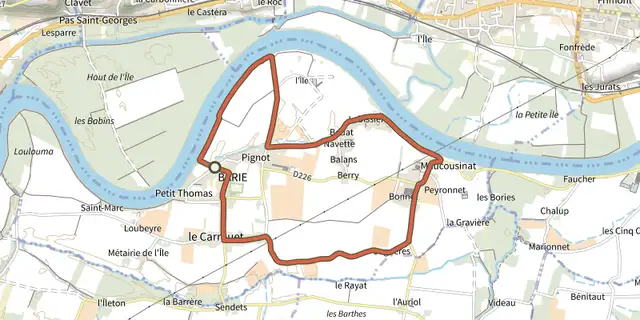 Tracé de L'Imbarradys : boucle locale sur le Plan IGN