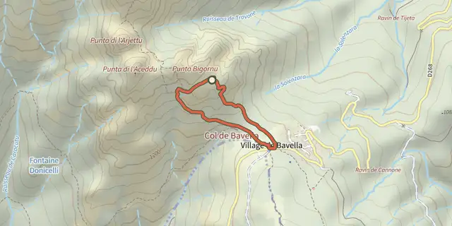 Tracé de Col de Bavella<->Croix de Leccia sur le Plan IGN