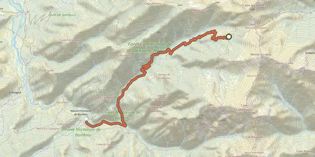 Tracé de Chemin de Melaghja - Refuge D'Ortu di u Piobbu sur le Plan IGN