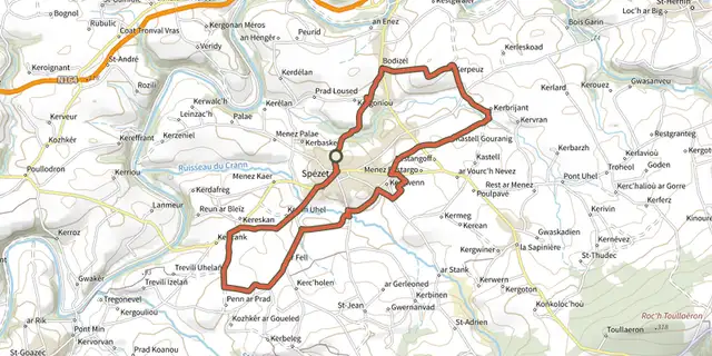 Tracé de Tro Speied : le bocage sur le Plan IGN