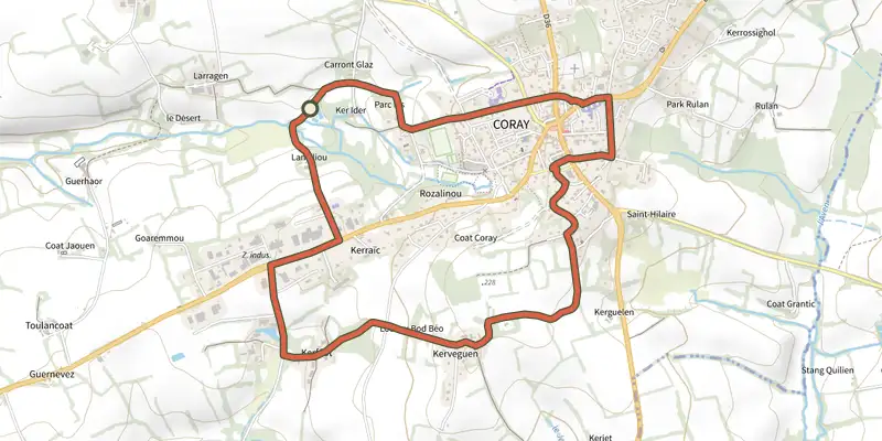 Map of the Tro Ar Vourc’h track on the IGN map, with the start and numbered waypoints