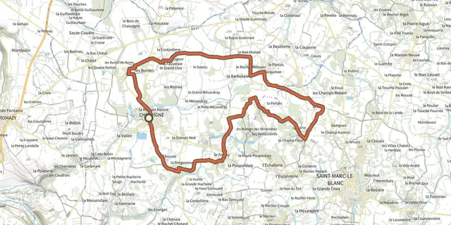 Tracé de Circuit des Rochers sur le Plan IGN
