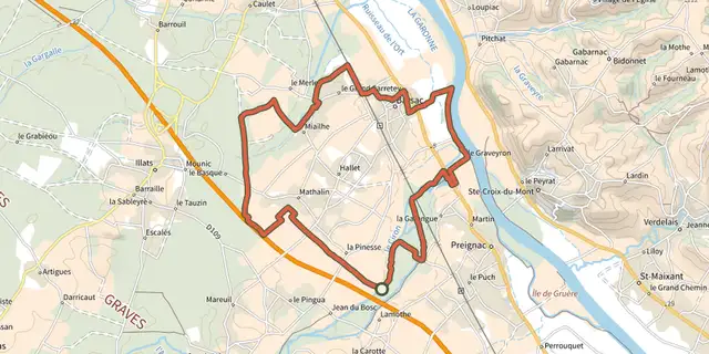 Tracé de Boucle locale de Barsac sur le Plan IGN
