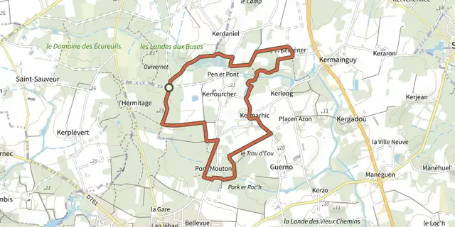 Tracé de Circuit des sous-bois de Saint-Fiacre sur le Plan IGN