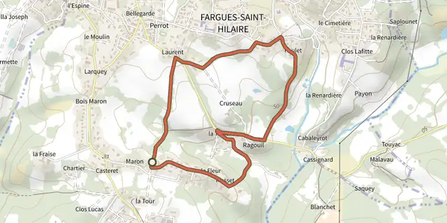 Tracé de Fargues-Saint-Hilaire : boucle locale sur le Plan IGN