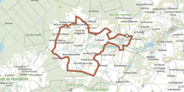 The La Clairière de Saint-Péran (ouest) track on the IGN map