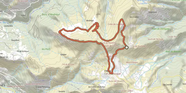 The Les crêtes d’Andreyt track on the IGN map
