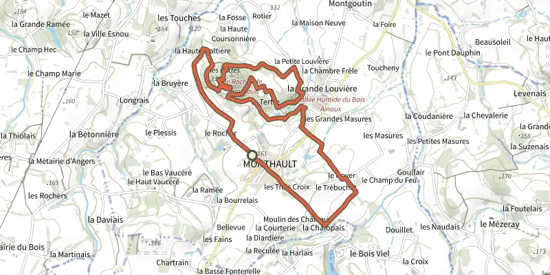 Map of the Paysages et couleurs track on the IGN map, with the start and numbered waypoints