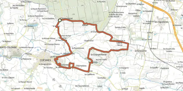 The Chemin des Saulniers track on the IGN map