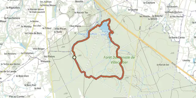 The La Croix de Montaugé track on the IGN map