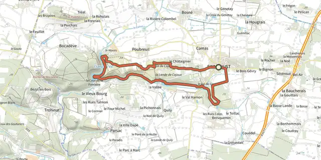 The Le Ruisseau track on the IGN map