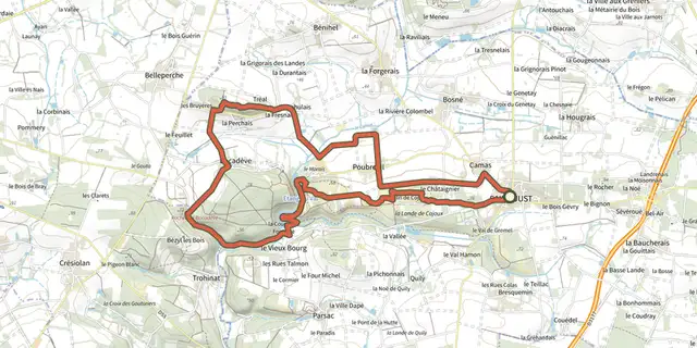 The Les Fées de Tréal track on the IGN map