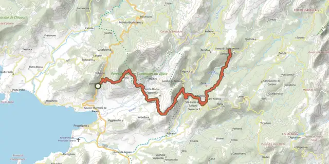 The Strada Antica Da a Rocca à l'Alta Rocca track on the IGN map