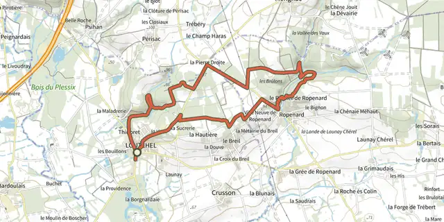 The La Vallée de Ropenard track on the IGN map