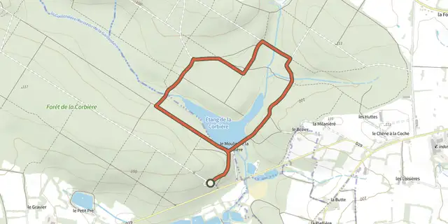 Tracé de Foret de la Corbière - circuit découverte sur le Plan IGN