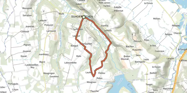 The Duhort-Bachen - Circuit des vallons du Lourden track on the IGN map