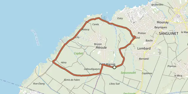 The Sanguinet - CIRCUIT ENTRE ÉTANG ET FORÊT track on the IGN map