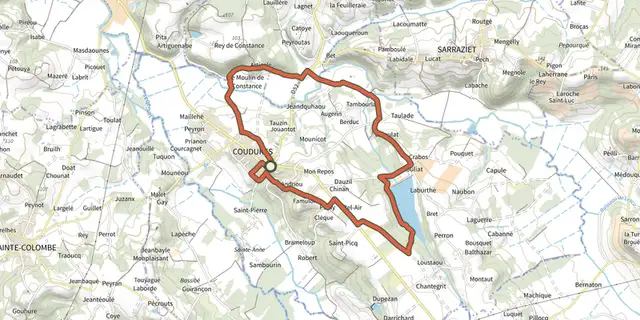 The Circuit de la vallée du Bas et du plan d'eau de l'Estéla track on the IGN map