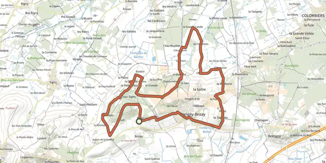Tracé de Circuit des Troglodytes sur le Plan IGN