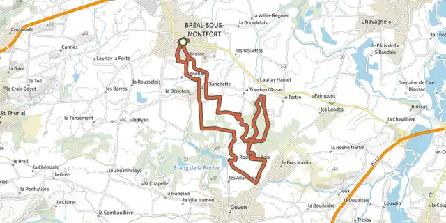 The Bréal-sous-Montfort, la Hautière track on the IGN map